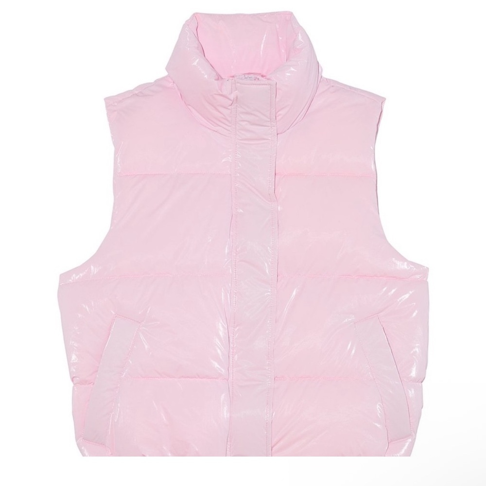 High Shine Marshmallow Puffer Vest by PINK
